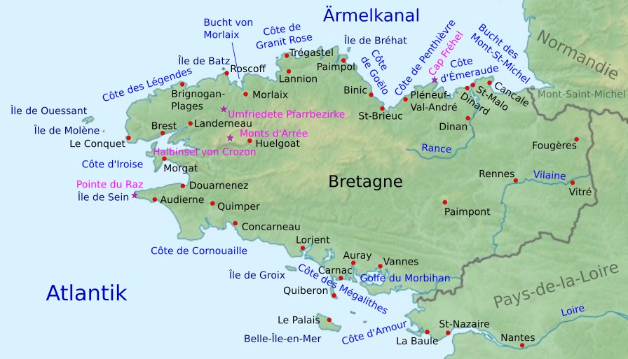 Frankreich-Karte Bretagne