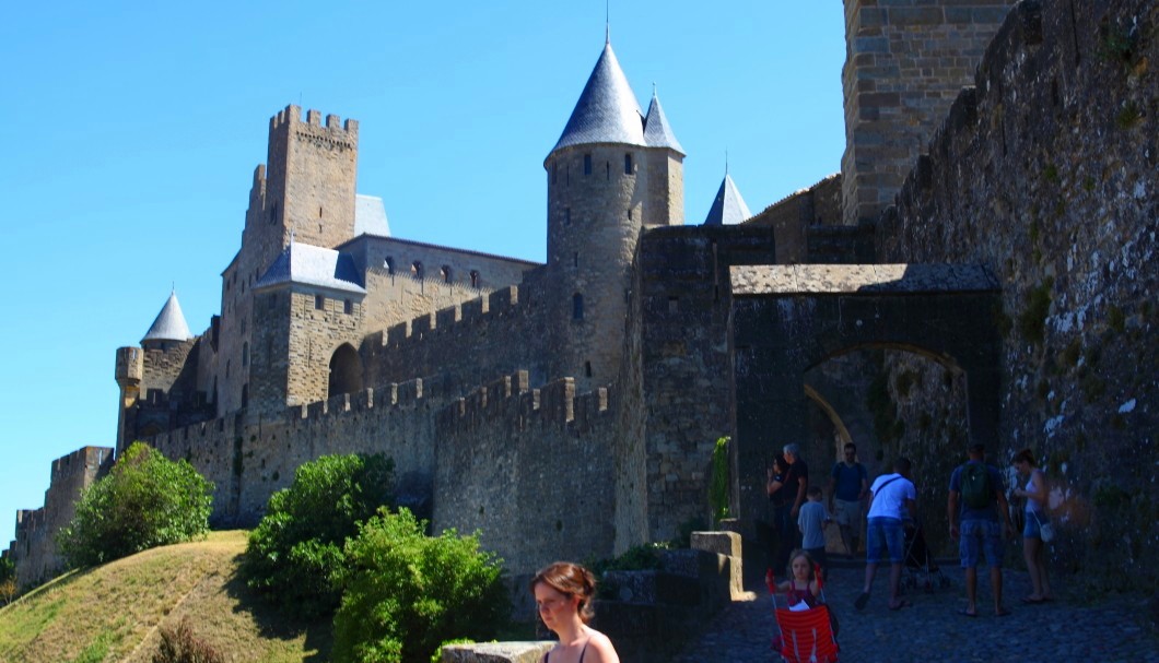 Carcassonne in Südfrankreich - Stadtmauer