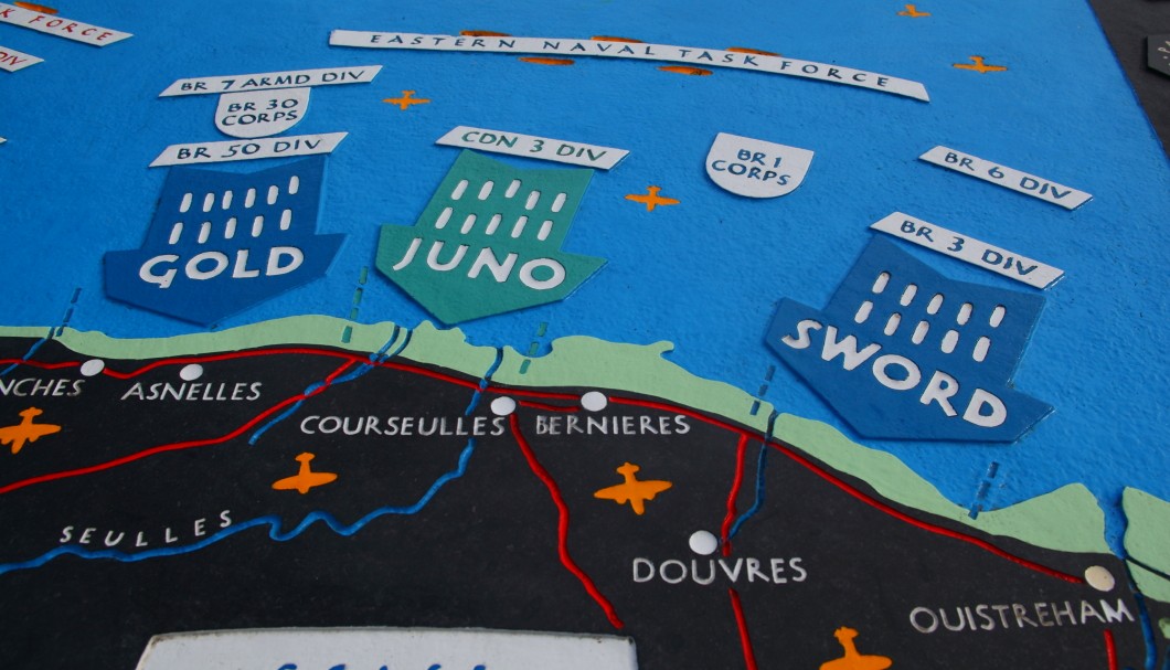 Landungsstrände Normandie - Karte Sword Juno Gold Beach
