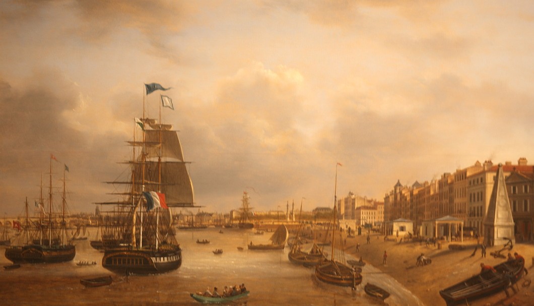 Bordeaux in Frankreich nahe am Atlantik - Louis Burgade, Vue du quai des Chartrons (1835)