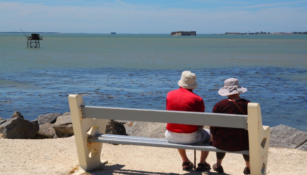 Fouras-les-Bains an der Atlantikküste - Pointe-de-la-Fumée Blick auf Fort Boyard