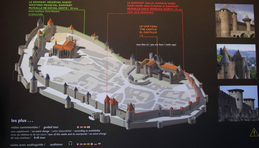 Carcassonne in Südfrankreich - Stadtplan