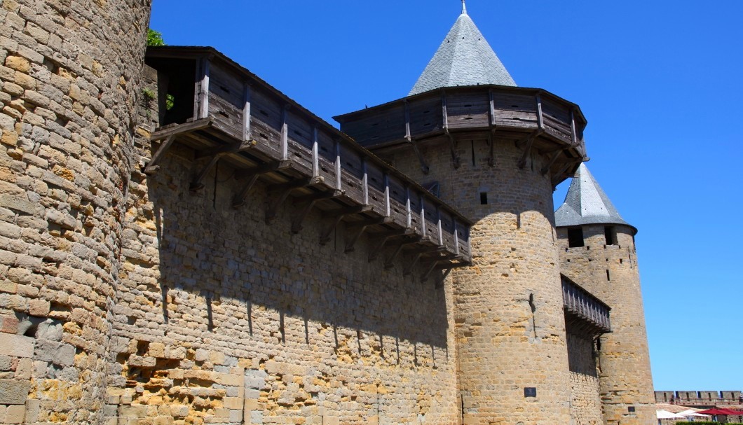 Carcassonne in Südfrankreich - Burgmauer