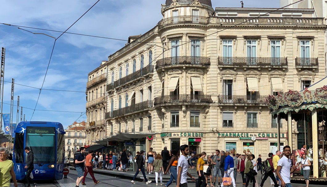 Montpellier in Südfrankreich - Place de la Comédie - Ruede Verdun