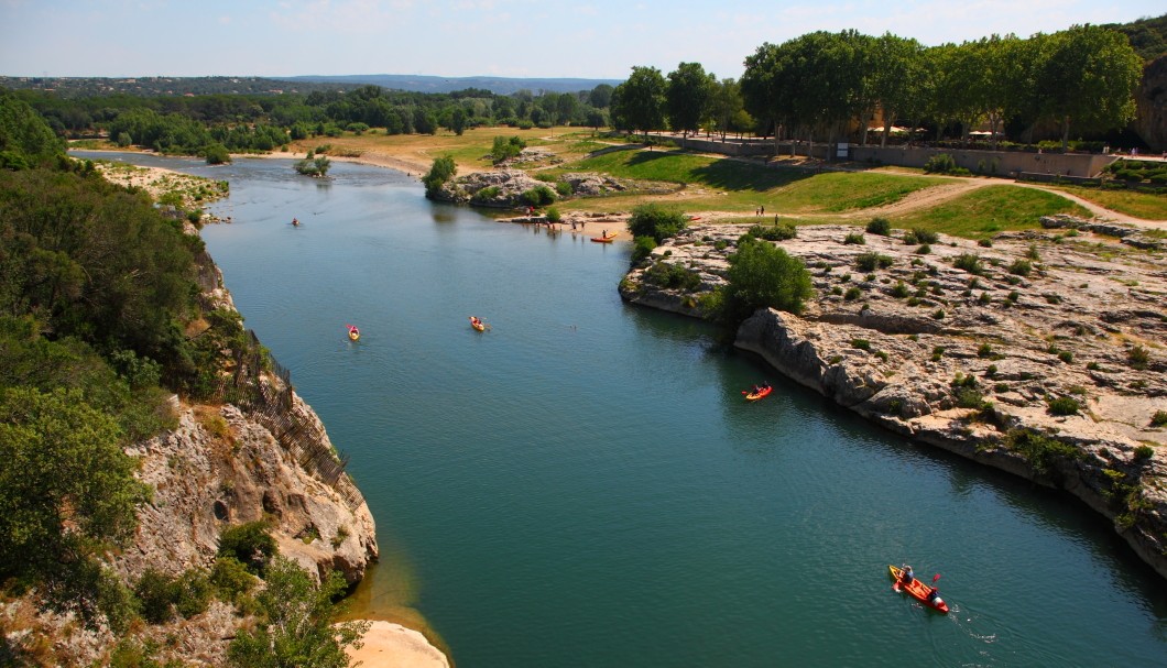 Pont du Gard in Südfrankreich - Fluss Gard Kanu/Kajak fahren