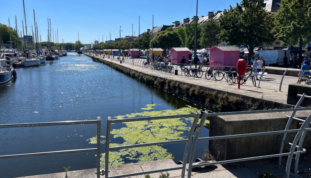 Normandie Urlaub in Caen - Yachthafen am Markttag